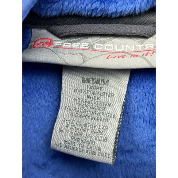 Free Country Jacket Womens‎ Medium Full Zip Soft-shell Fleece Blue Gray Hooded - Picture 5 of 10